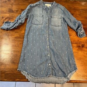 Anthropologie Cloth & Stone denim button up dress size XS 100% Tencel Lyocel